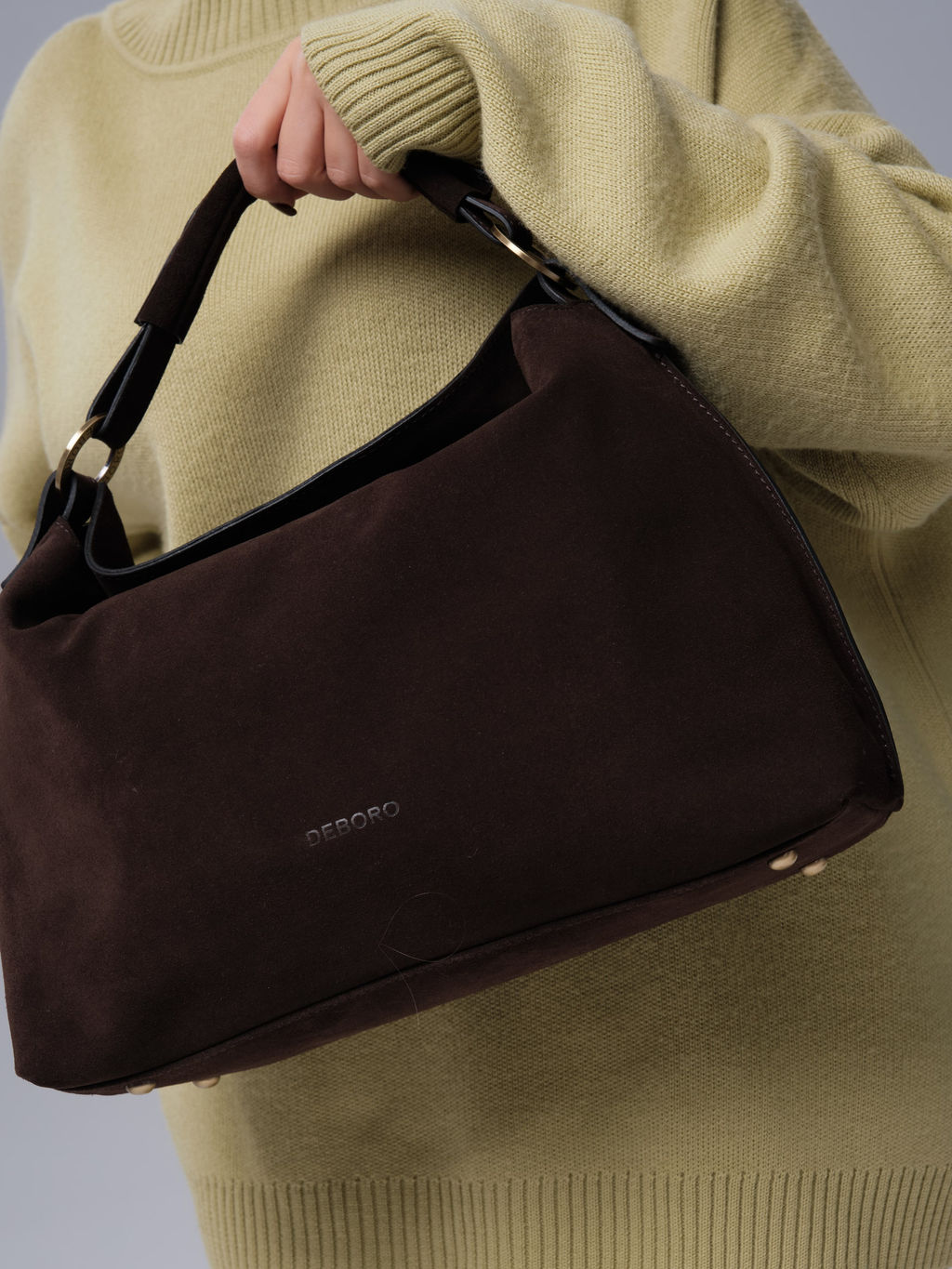 Замшевая сумка на плечо Deboro 30900 черный каштан