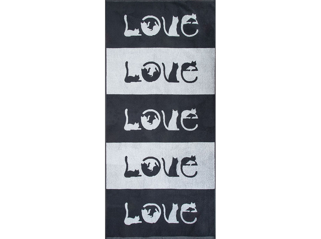 Полотенце махровое 6с102.411ж1 LOVE-кот(антрацит) 67х150см