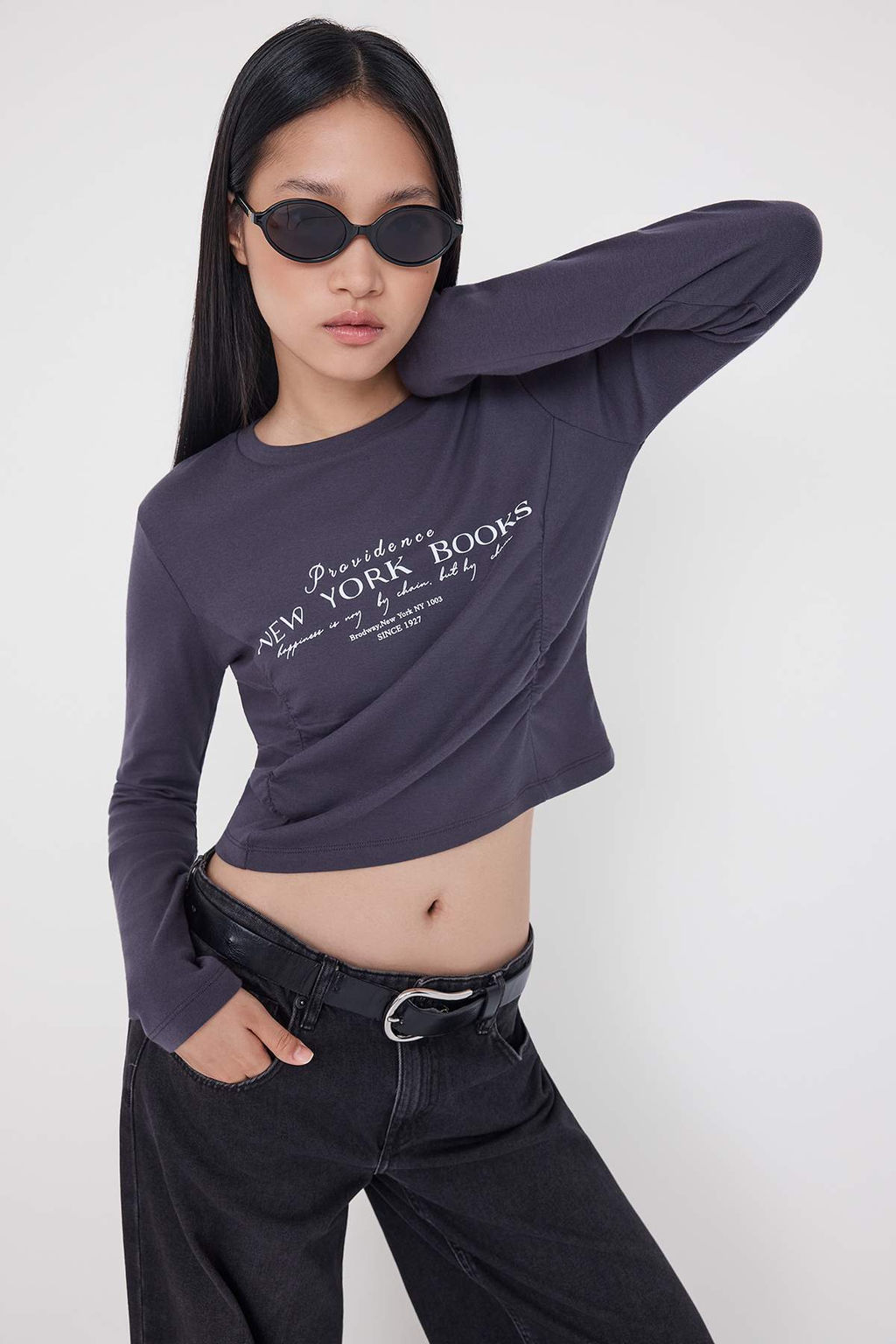 Teen Antrasit Slogan Bask?l? Fitted/Vucuda Oturan Orme T-Shirt TWOAW26TS00017