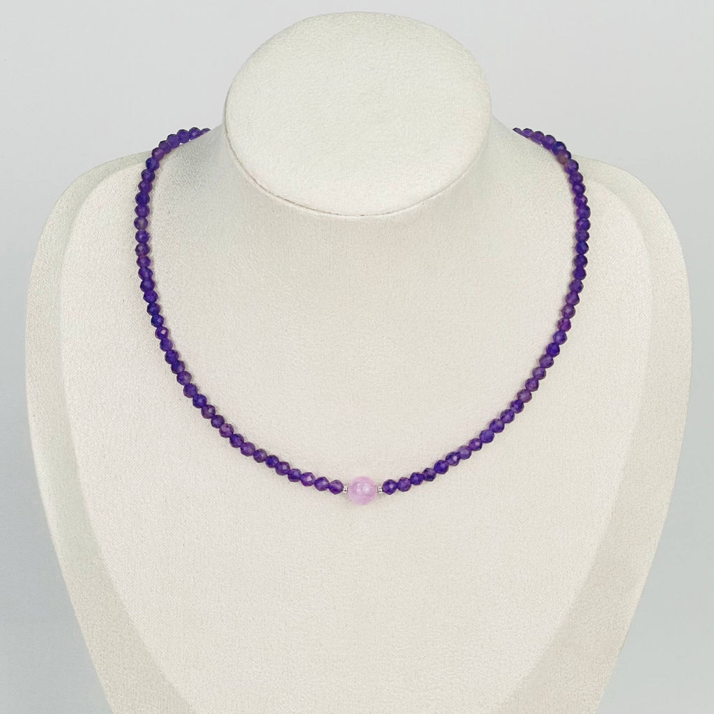 Колье из Аметиста и Кунцита 42 см +