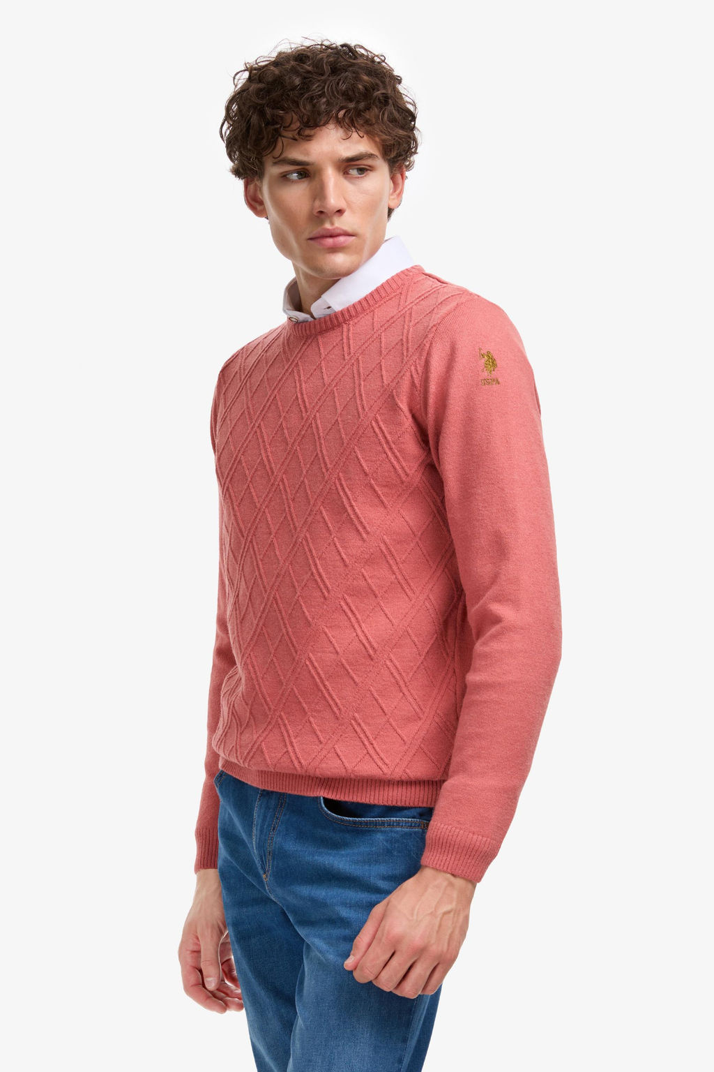 Свитер U.S. Polo Assn Regular Fit круглый воротник пыльно-розовый