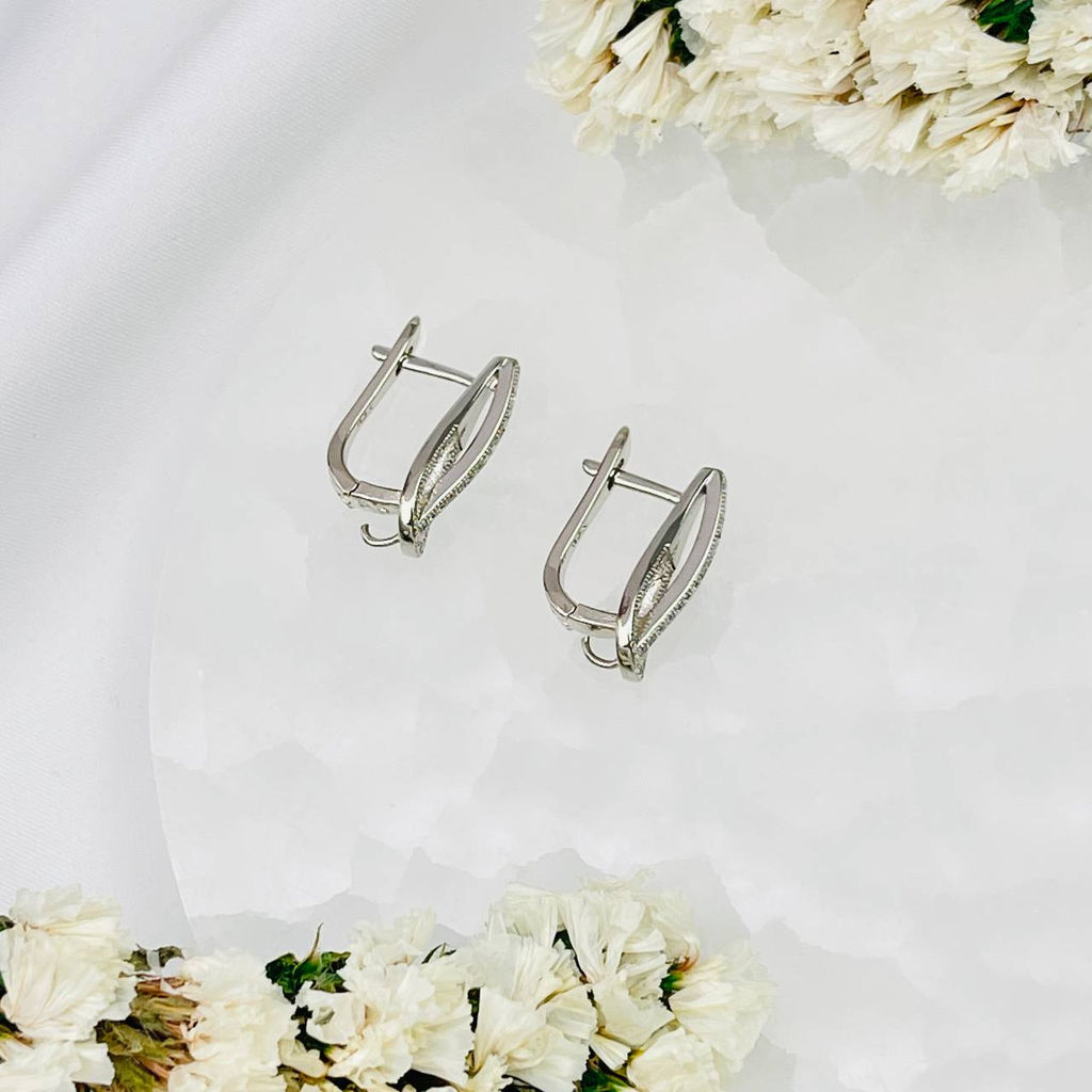 Швензы для сережек с Фианитами родированные