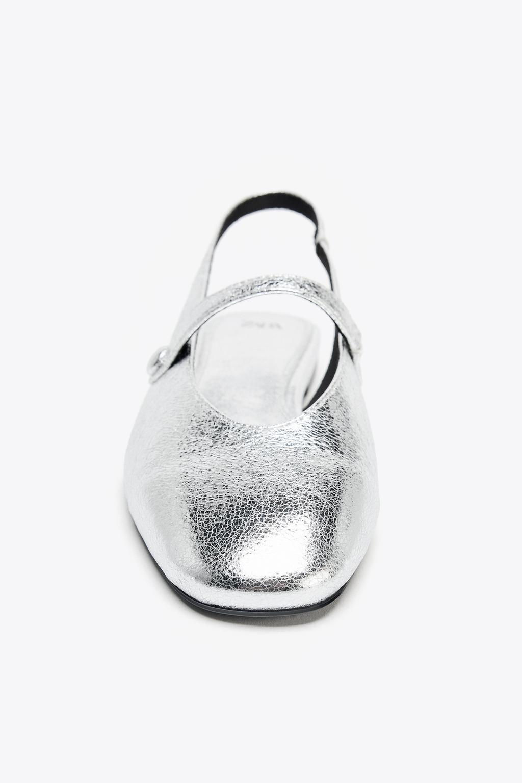 METALLIC EFFECT BALLERINAS - Zara фото 7