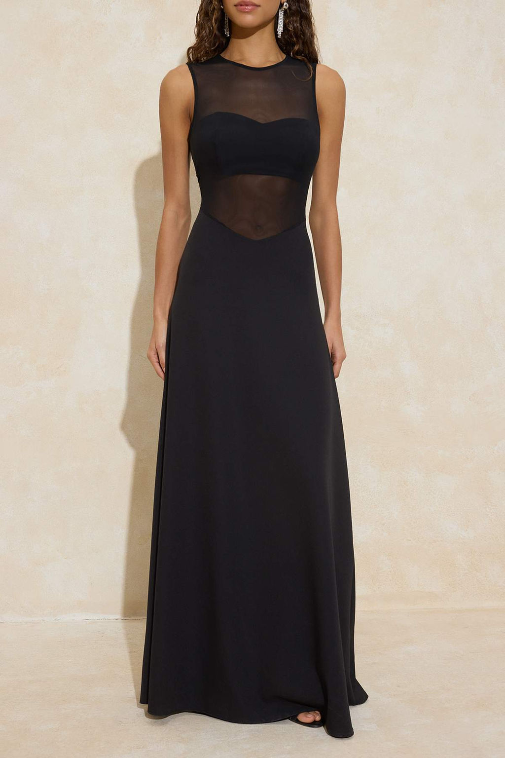 Siyah Duz Transparan Detayl? Maxi Abiye & Mezuniyet Elbise TPRSS26AE00022 - Trendyolmilla фото 3