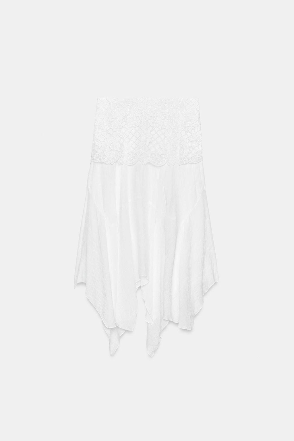 FALDA MIDI ASIM?TRICA BORDADOS / Blanco - Zara фото 8