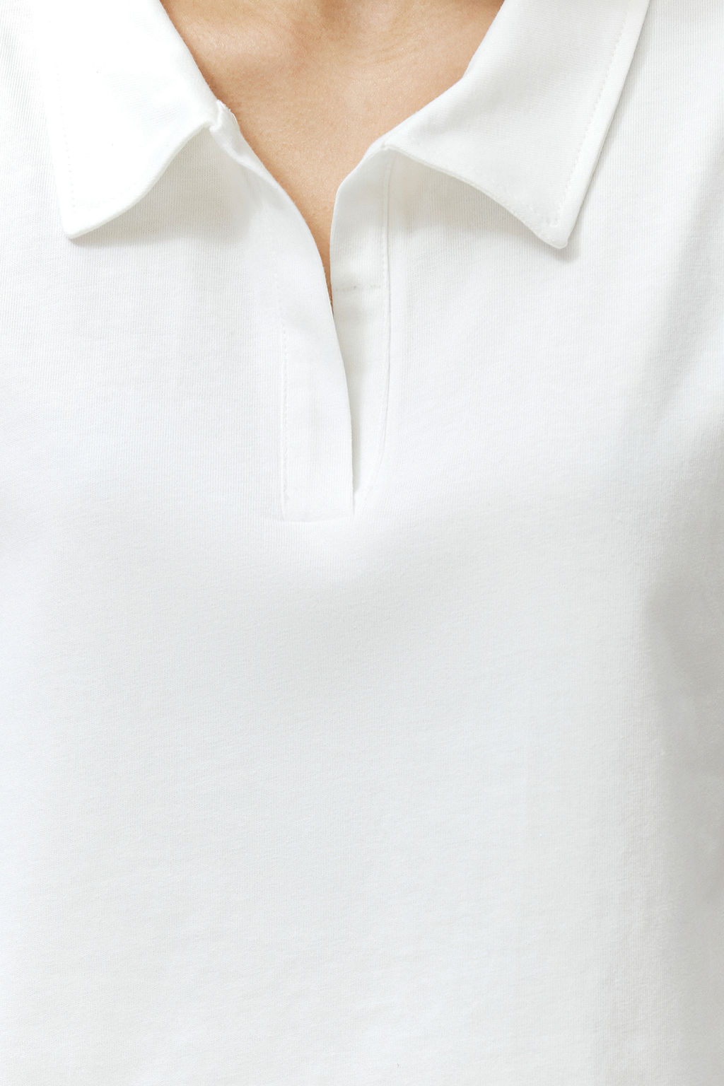 Ekru %100 Kal?n Pamuklu Polo Yaka Regular/Normal Kal?p Orme T-Shirt TWOSS24TS00075