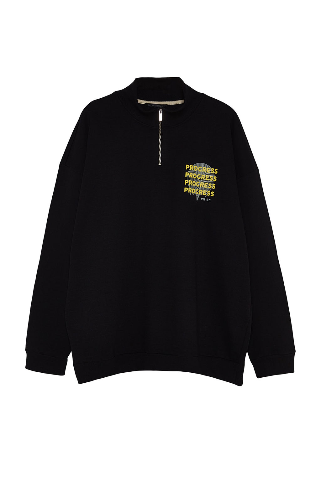 TRENDYOL MAN Siyah Buyuk Beden Oversize/Genis Kesim Dik Yaka Fermuarl? S?cak Tutan Sweatshirt TMNAW24AO00005 - Trendyolmilla фото 9