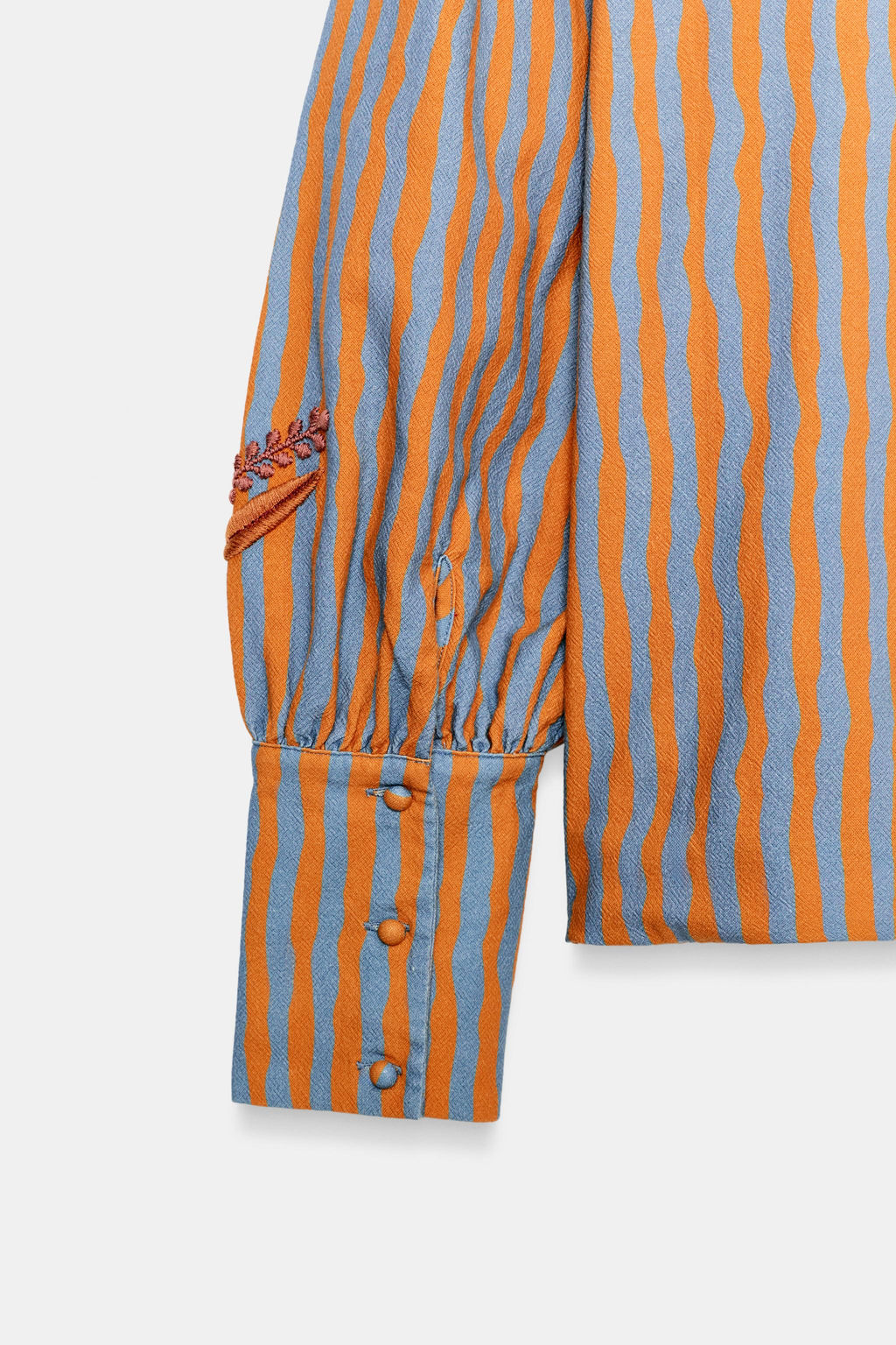 CHAQUETA RAYAS BORDADOS FLORES / Naranja - Zara фото 7