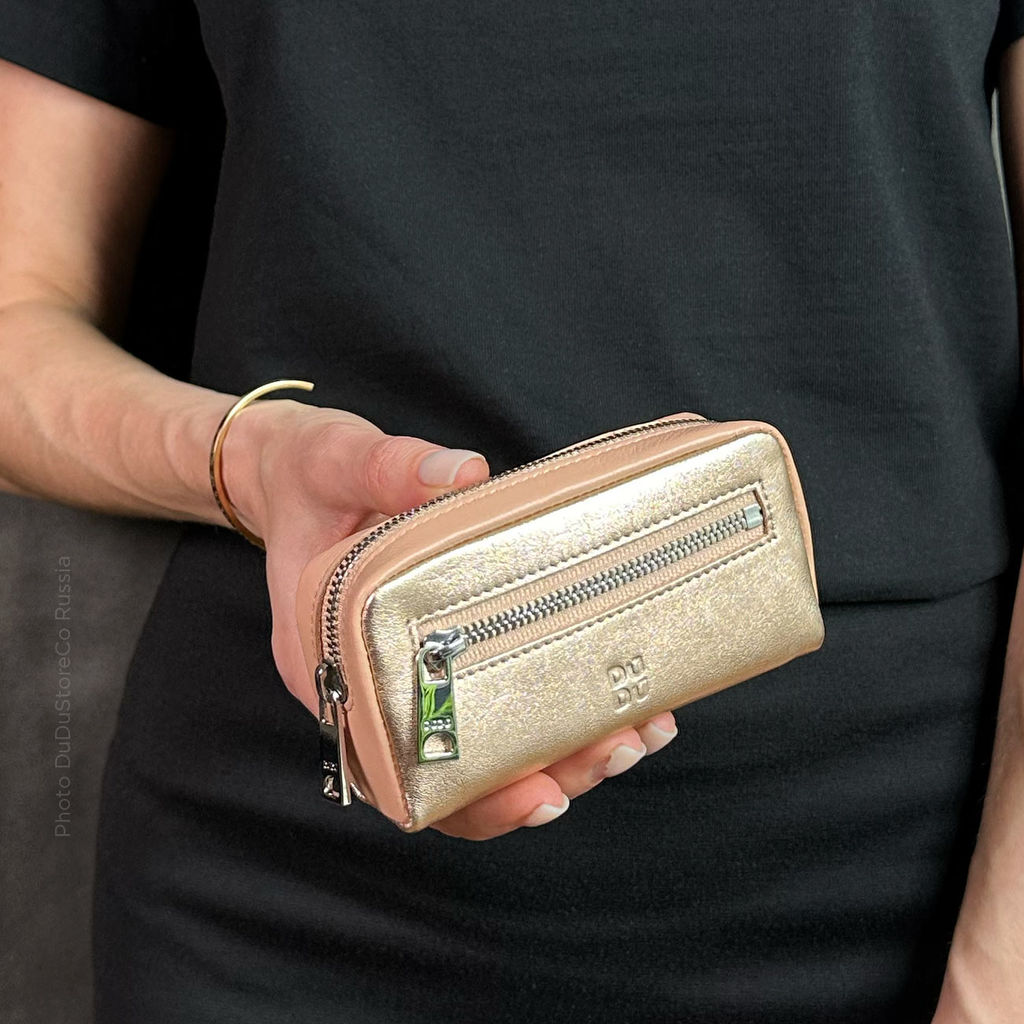 Итальянская кожаная ключница DuDu серии Bahamas | золотистый пэчворк - Dudubags фото 2