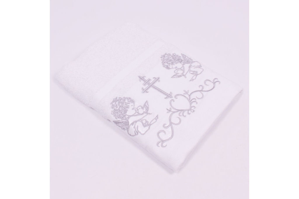 3 шт Полотенце махровое детское Крестильное Ангелы с голубями, Y-159 вид 2, серебро - Наталья-текстиль фото 2