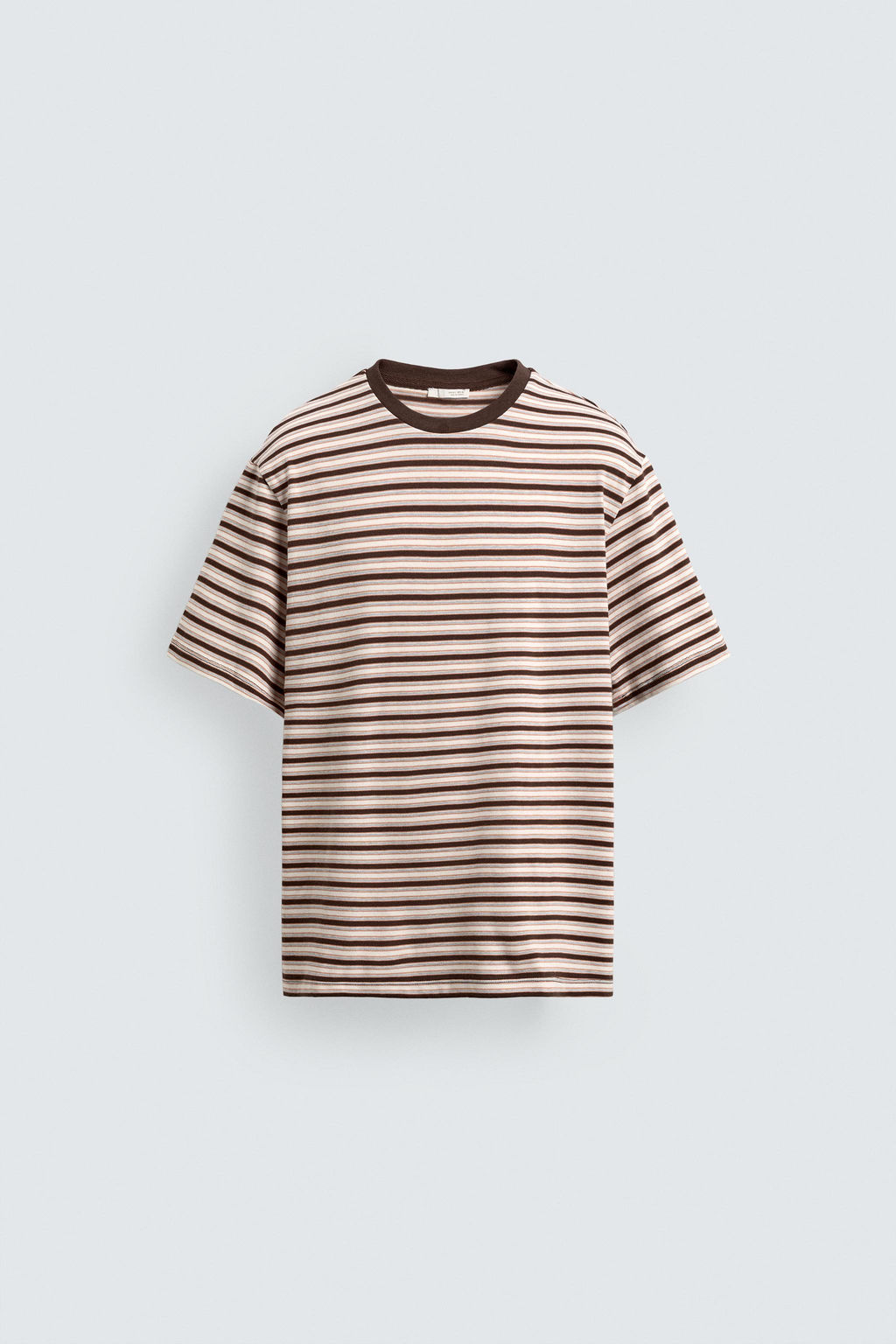 CAMISETA JACQUARD RAYAS CONTRASTE / Marr?n