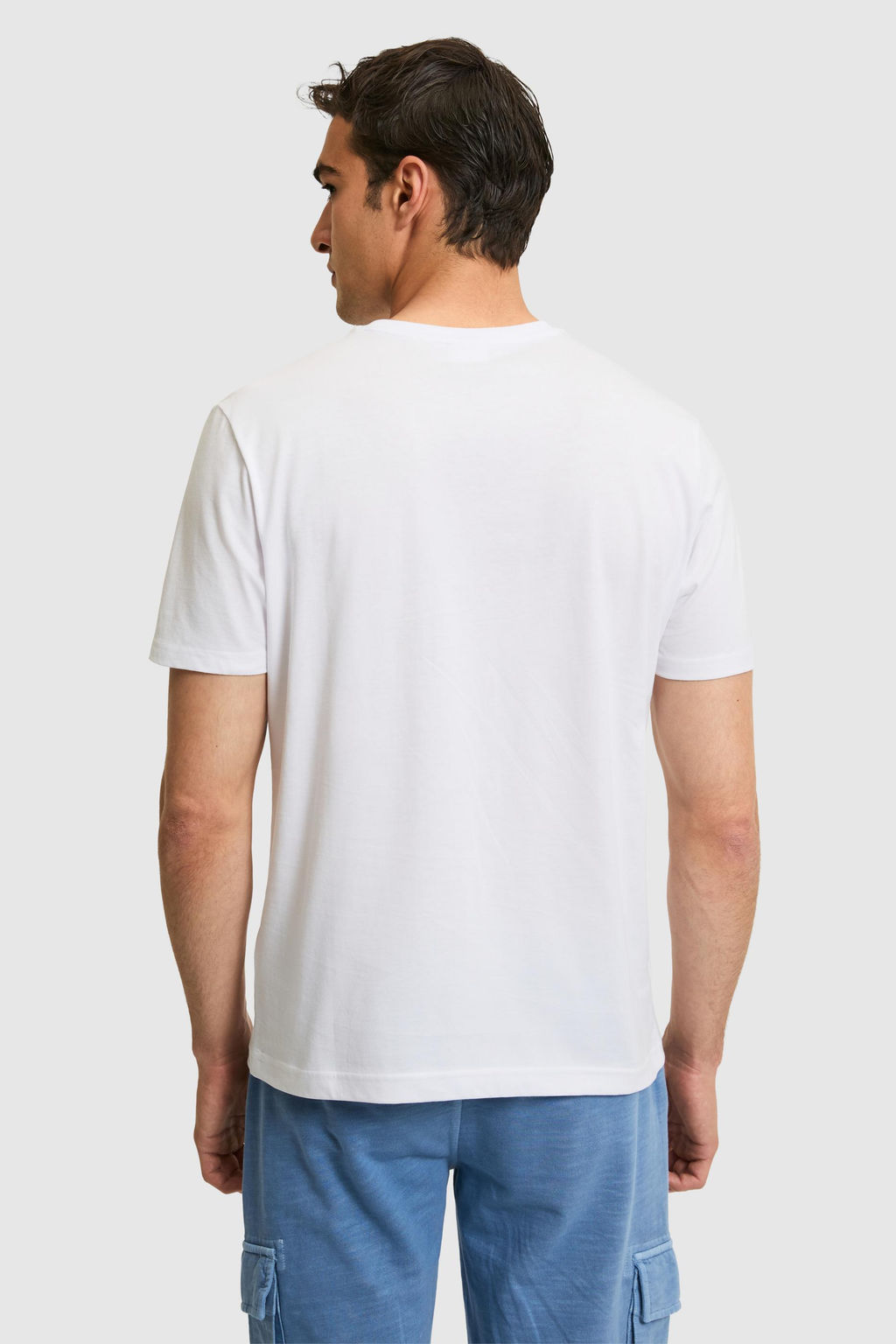 Erkek Regular Fit Bisiklet Yaka Beyaz Basic Ti__rt