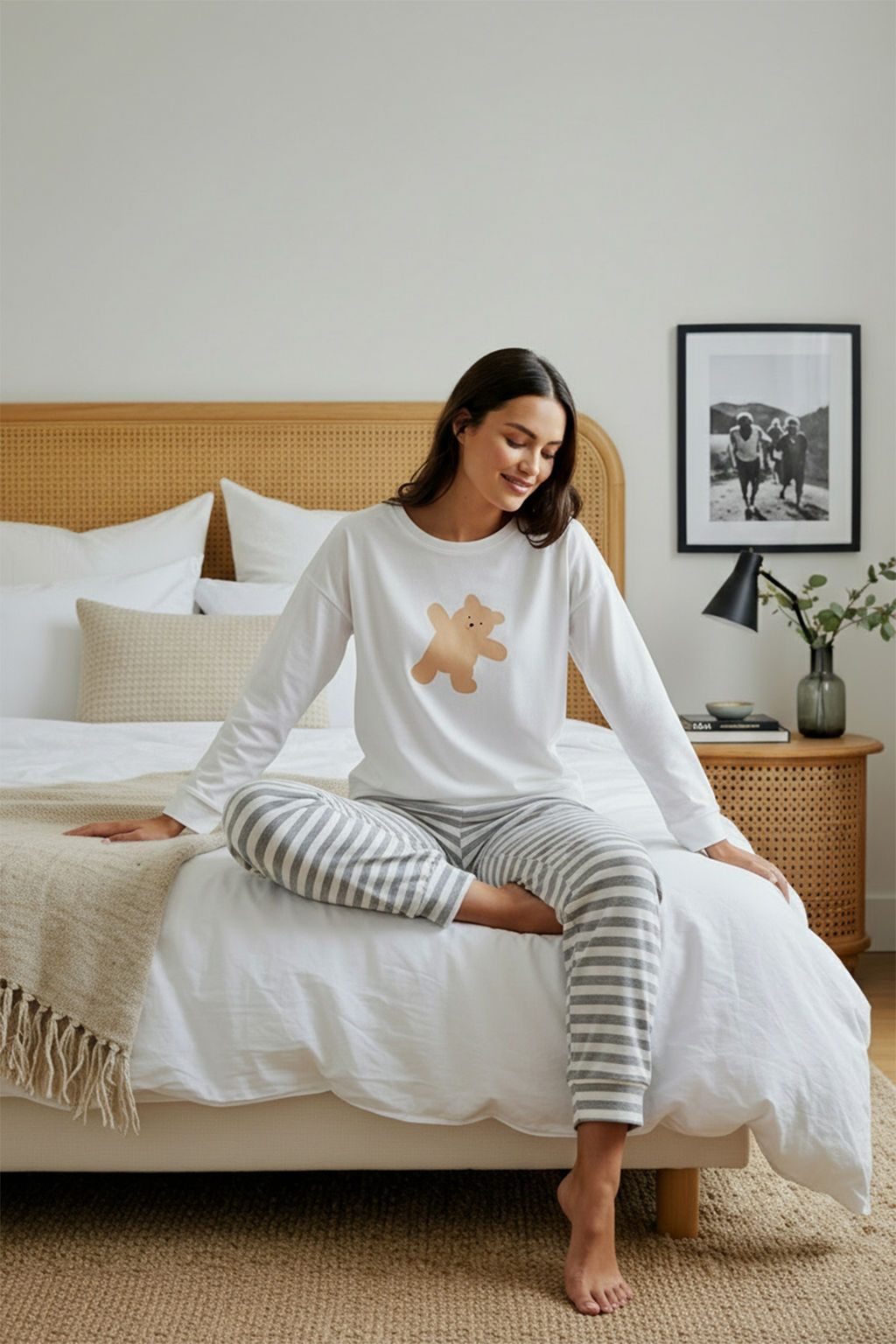 Trendyolmilla Lacivert %100 Pamuklu Ay?c?kl? Orme Pijama Tak?m? THMAW21PT0302  фото 9