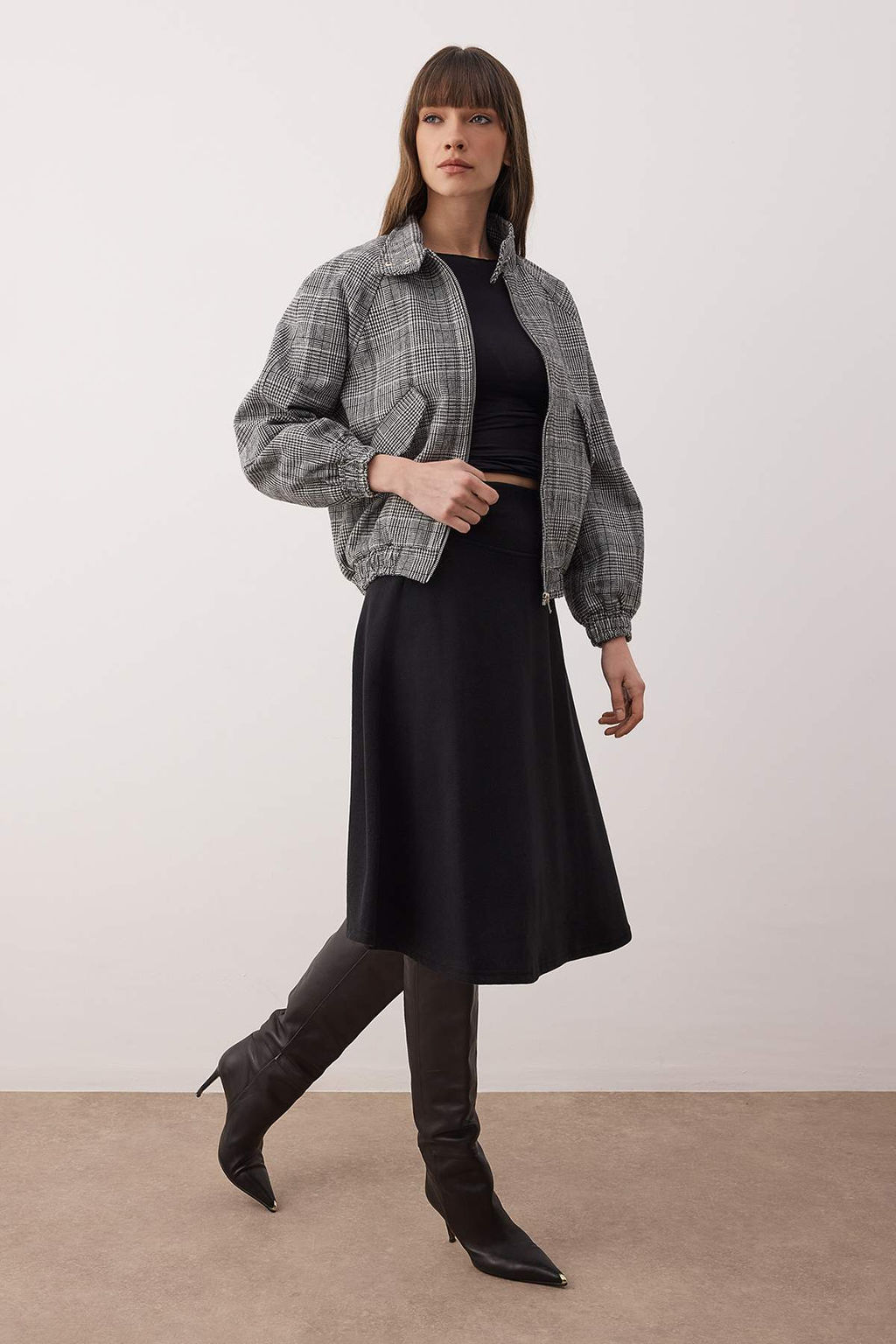 Siyah Selanik A-line/Can Ac?lan Midi Orme Etek TWOAW26ET00149