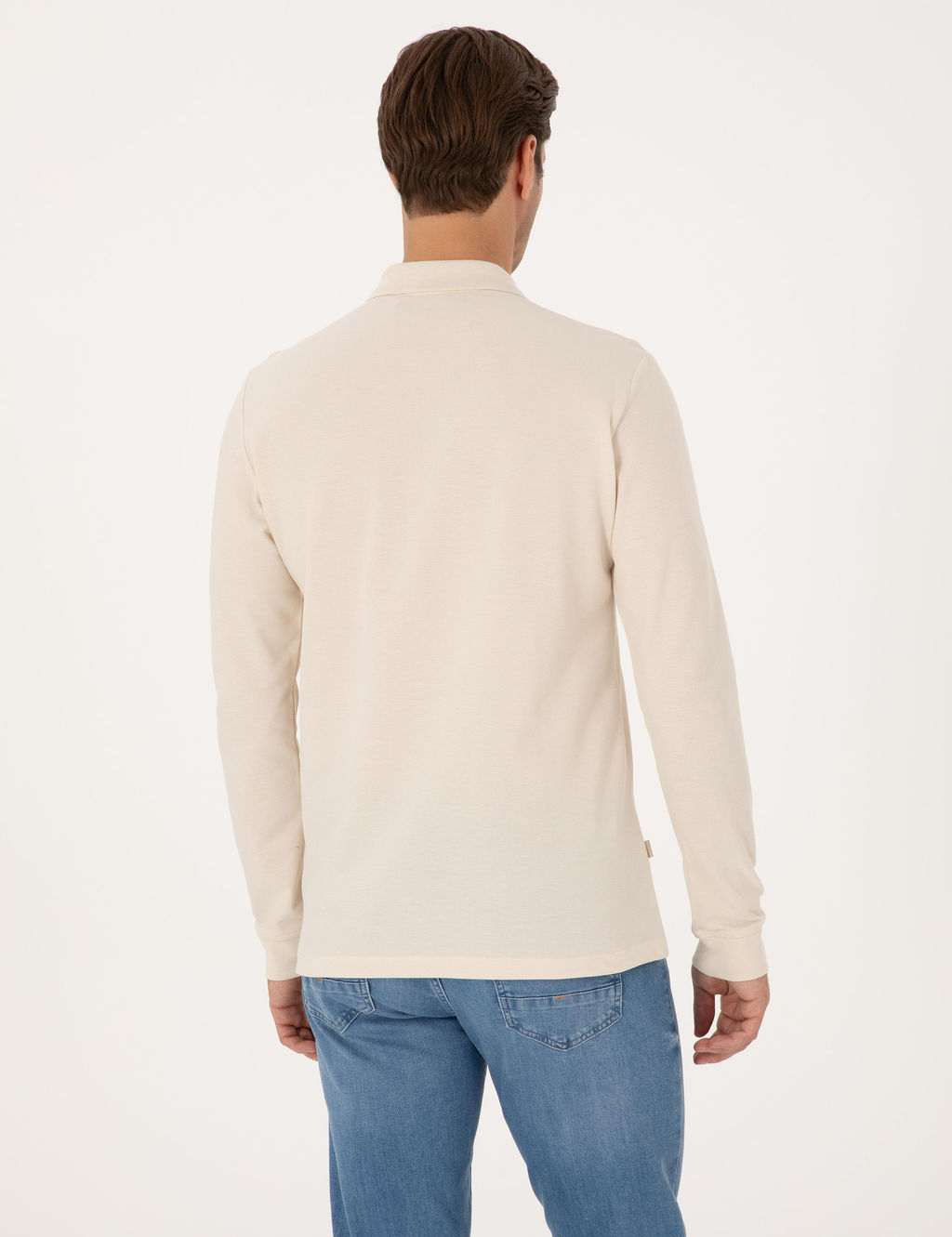 Bej Slim Fit K_vr_lmaz Fermuarl_ Polo Yaka Basic Pike Sweatshirt - Pierre cardin фото 5