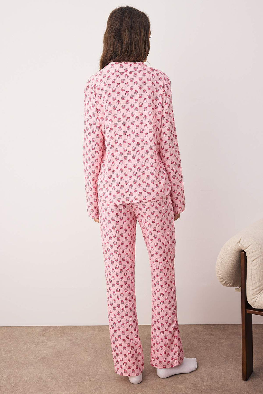 Pembe Cicekli Shally Dokuma Pijama Tak?m? THMAW26PT00028 - Trendyolmilla фото 4