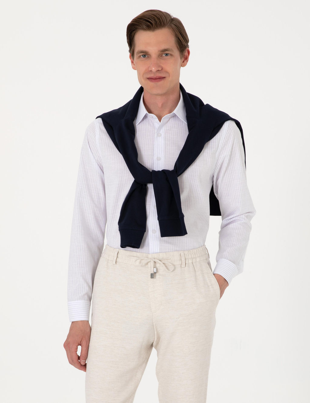 Lacivert Slim Fit _izgili Uzun Kollu G_mlek - Pierre cardin фото 3