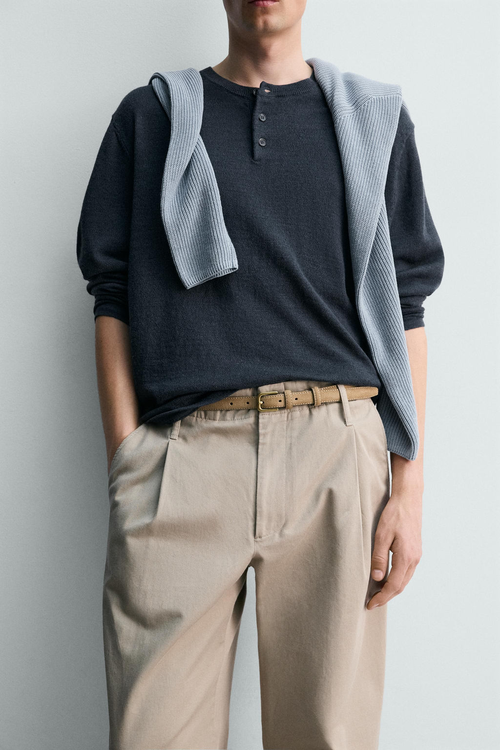 JERSEY CUELLO PANADERO LINO - LANA / ?ndigo oscuro - Zara фото 6