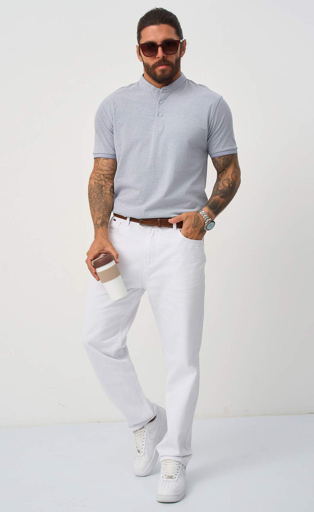 Поло Fine Joyce F511-07-104 серый хлопок с нейлоном  фото 4