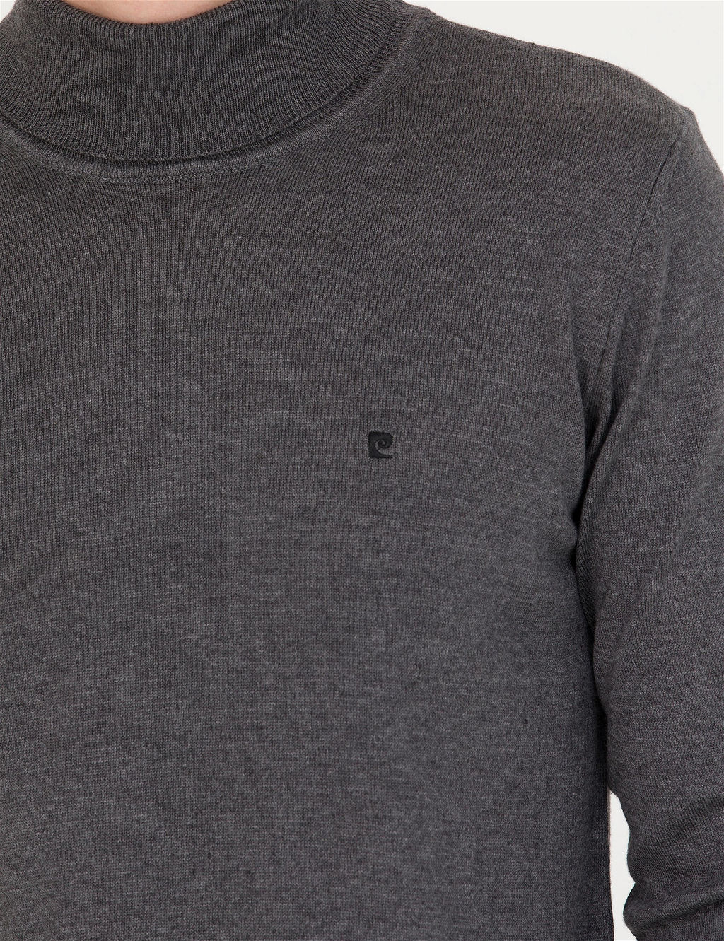 Gri Melanj Slim Fit Bal_k__ Yaka Basic Triko Kazak - Pierre cardin фото 7