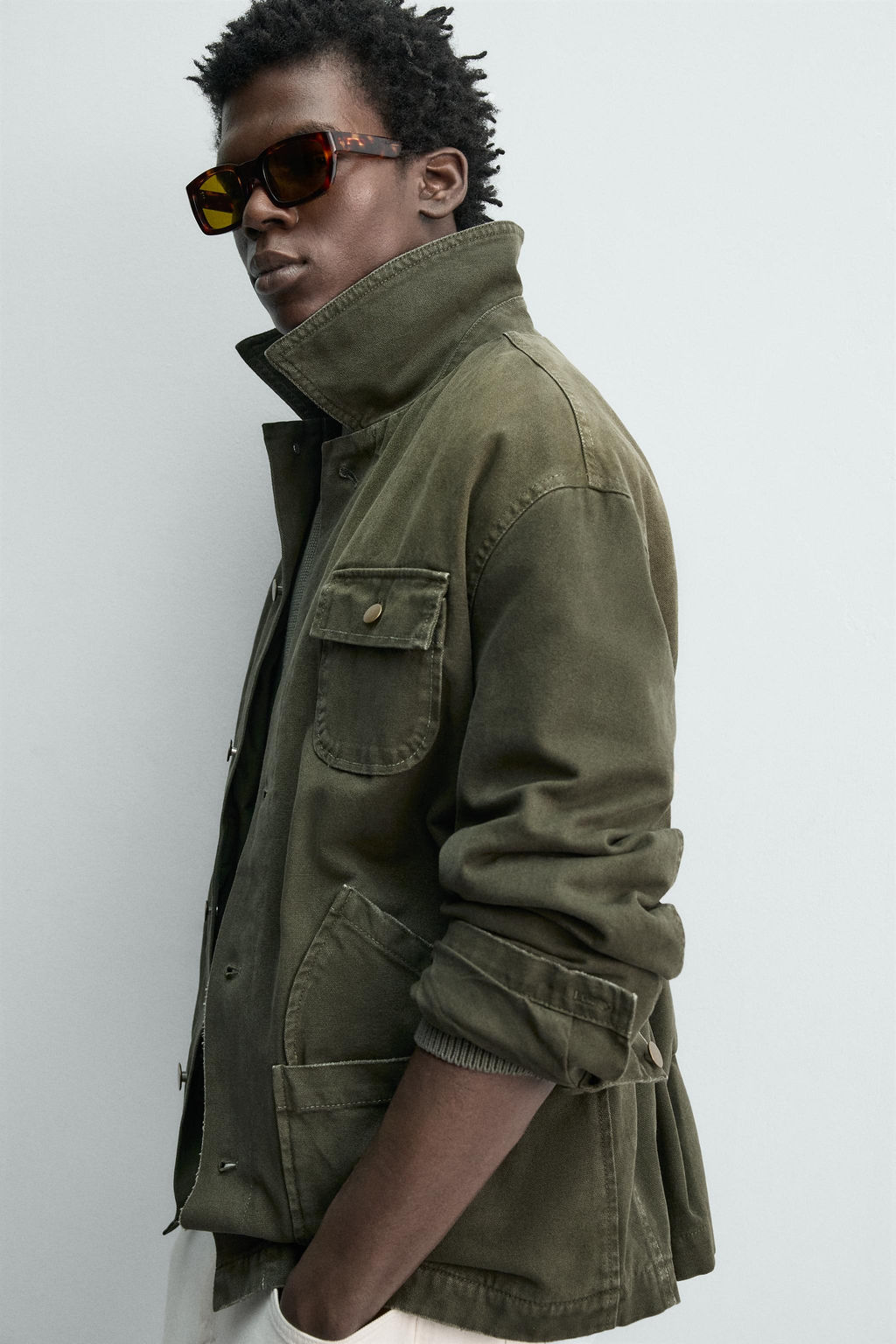 WASHED JACKET WITH COMBINED COLLAR - Zara фото 14