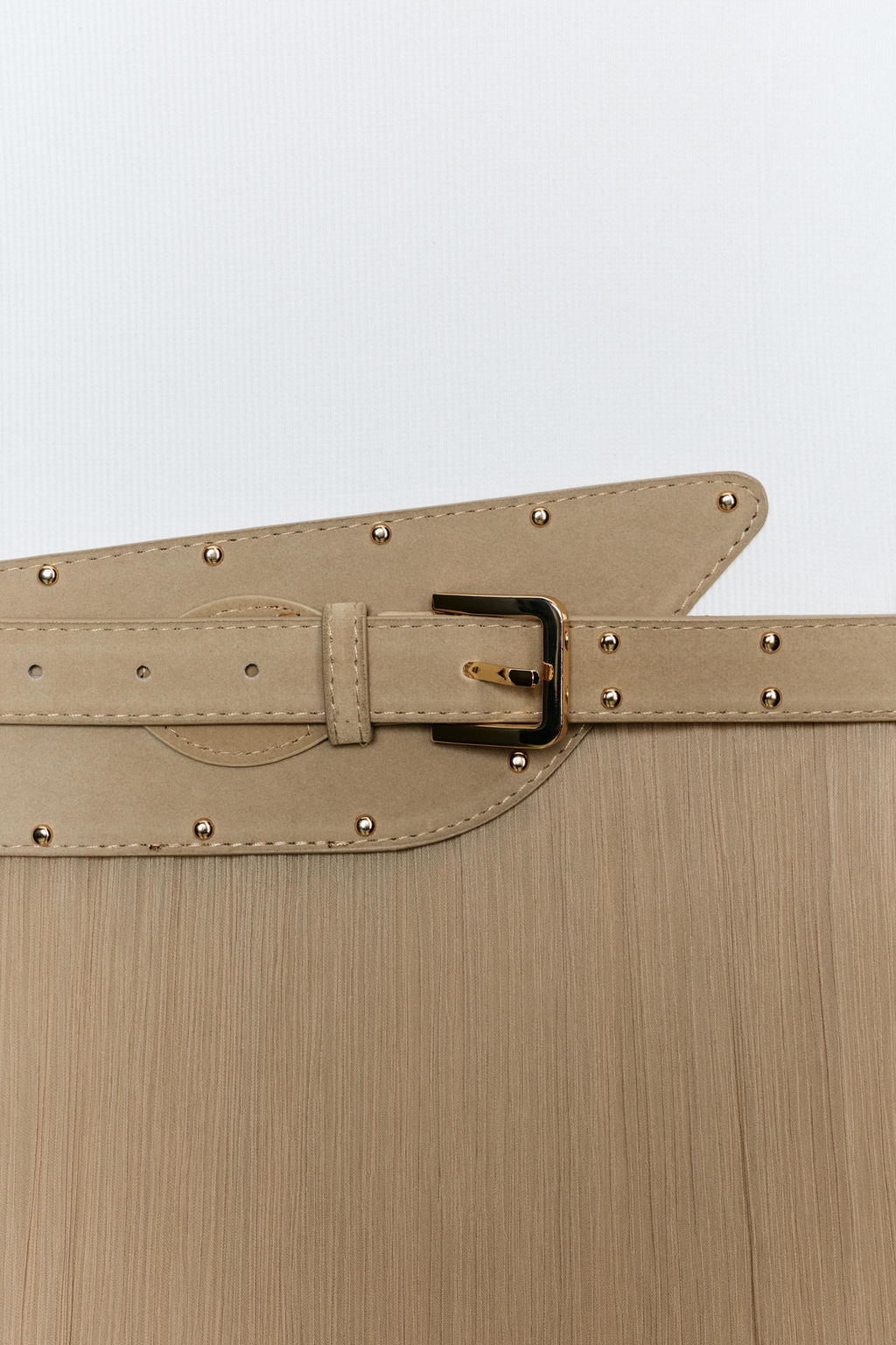 VESTIDO COMBINADO CINTUR?N VOLANTES / CAMEL/BLANCO - Zara фото 4