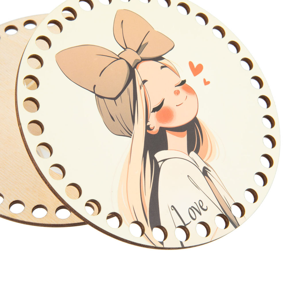 Заготовка для декорирования Love2art ДВ-02 Набор донышек для вязания Матовый фанера d 15 см х 0.4 см 2 шт 02 Милашка