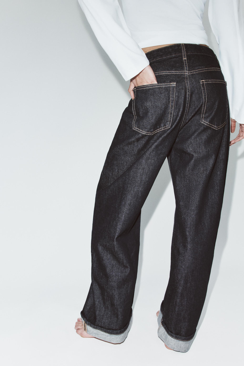JEANS TRF BAGGY FOLDED TIRO MEDIO / ?ndigo oscuro - Zara фото 6