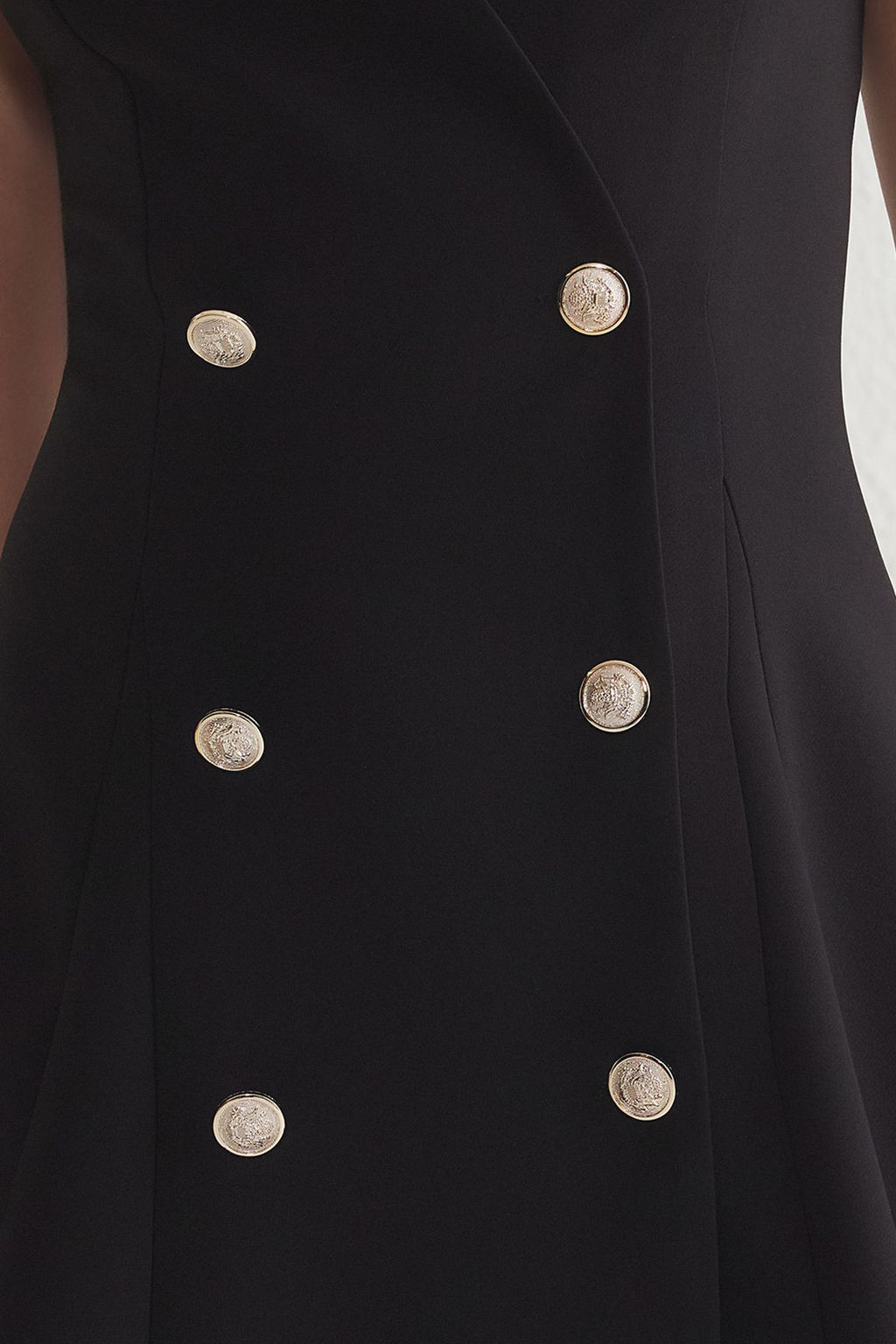 Siyah Dugmeli Mini Dokuma Ceket Elbise TWOSS25EL00117