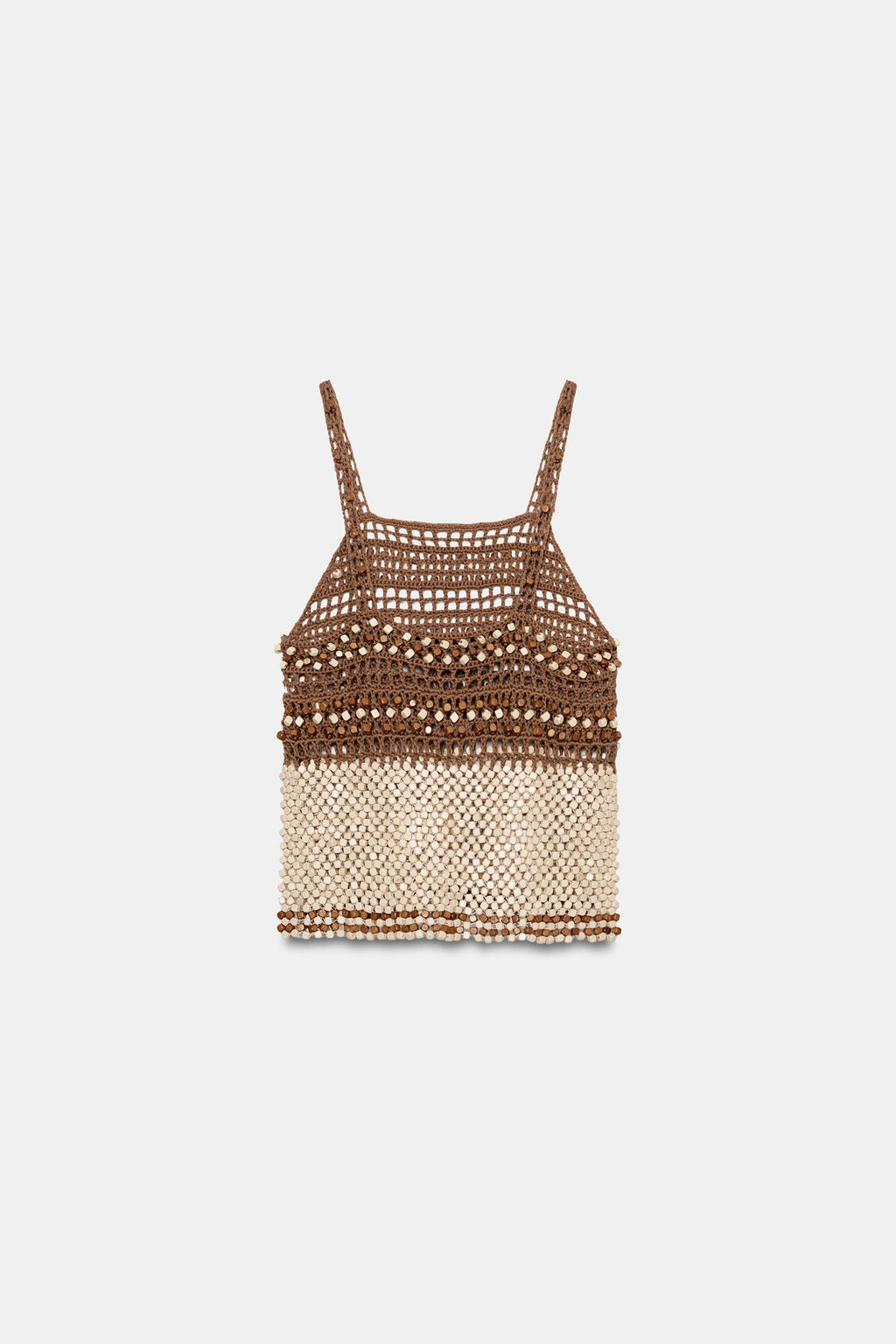 TOP PUNTO CROCHET ABALORIOS / Beige