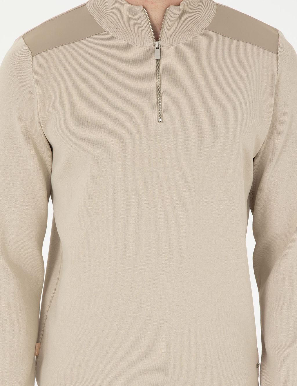 Bej Regular Fit Fermuarl_ Dik Yaka Triko Kazak - Pierre cardin фото 6