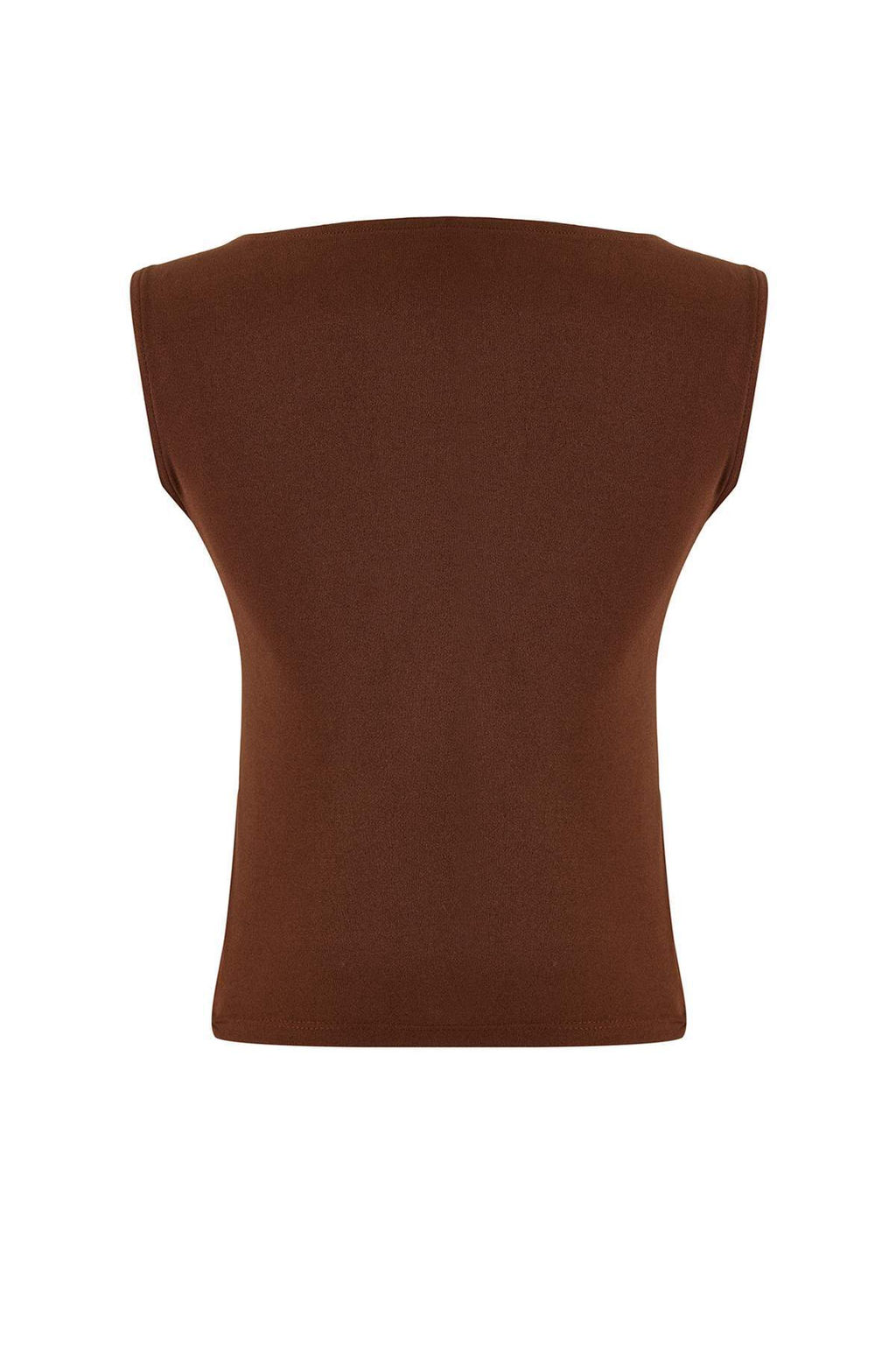 Kahverengi Fitted/Vucuda Oturan Kruvaze Kolsuz Buzgulu Scuba Krep Orme Bluz TWOSS26BZ00063 - Trendyolmilla фото 7