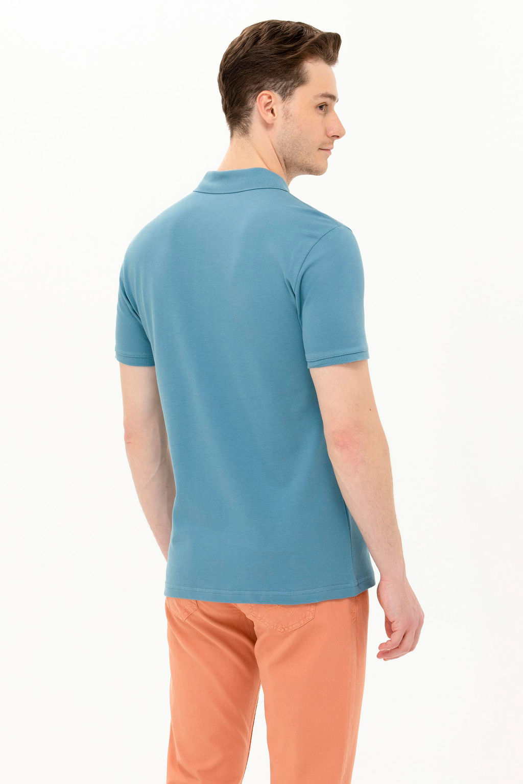 Мужская темно-мятная базовая футболка с воротником поло - U.s. polo assn фото 5