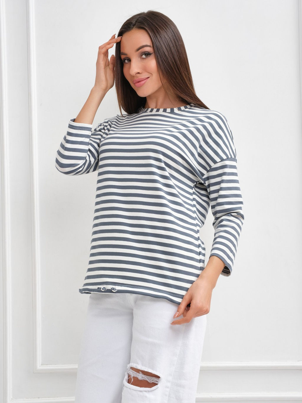 Лонгслив Николь Хлопок 95%, лайкра 5% тельняшка - Ивассорти фото 3