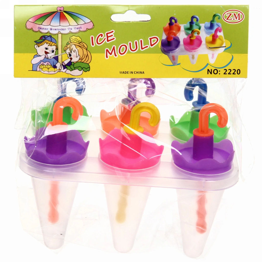 Цена за 2 шт. Форма для приготовления мороженого "Зонтики" 6шт
