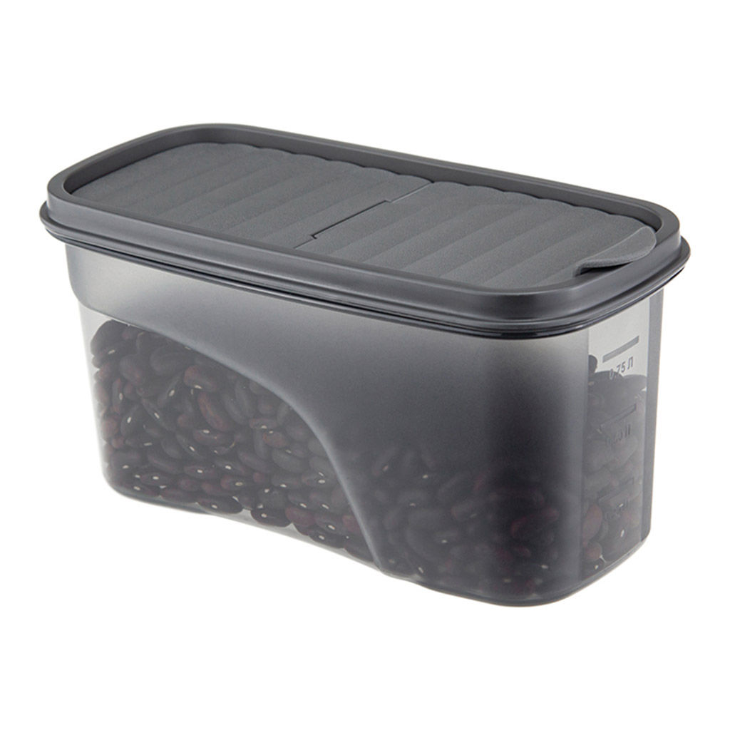 Банка для сыпучих продуктов пластмассовая Бест 1л, 9,5х19х9,5см, графитовый (Россия) - Домашняя мода фото 4