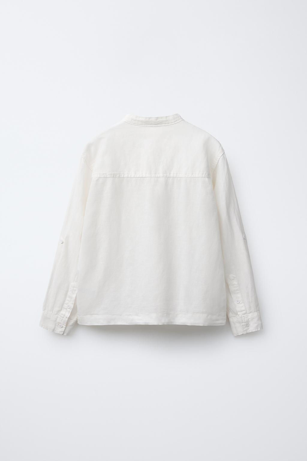 LINEN SHIRT WITH STAND COLLAR - Zara фото 4