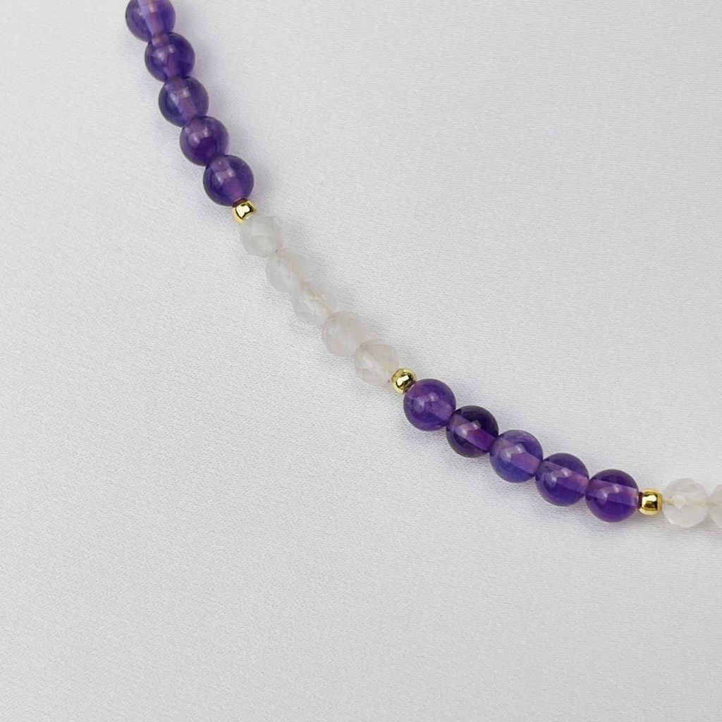 Колье "Венера & Сатурн" из Аметиста и Розового кварца 42 см +