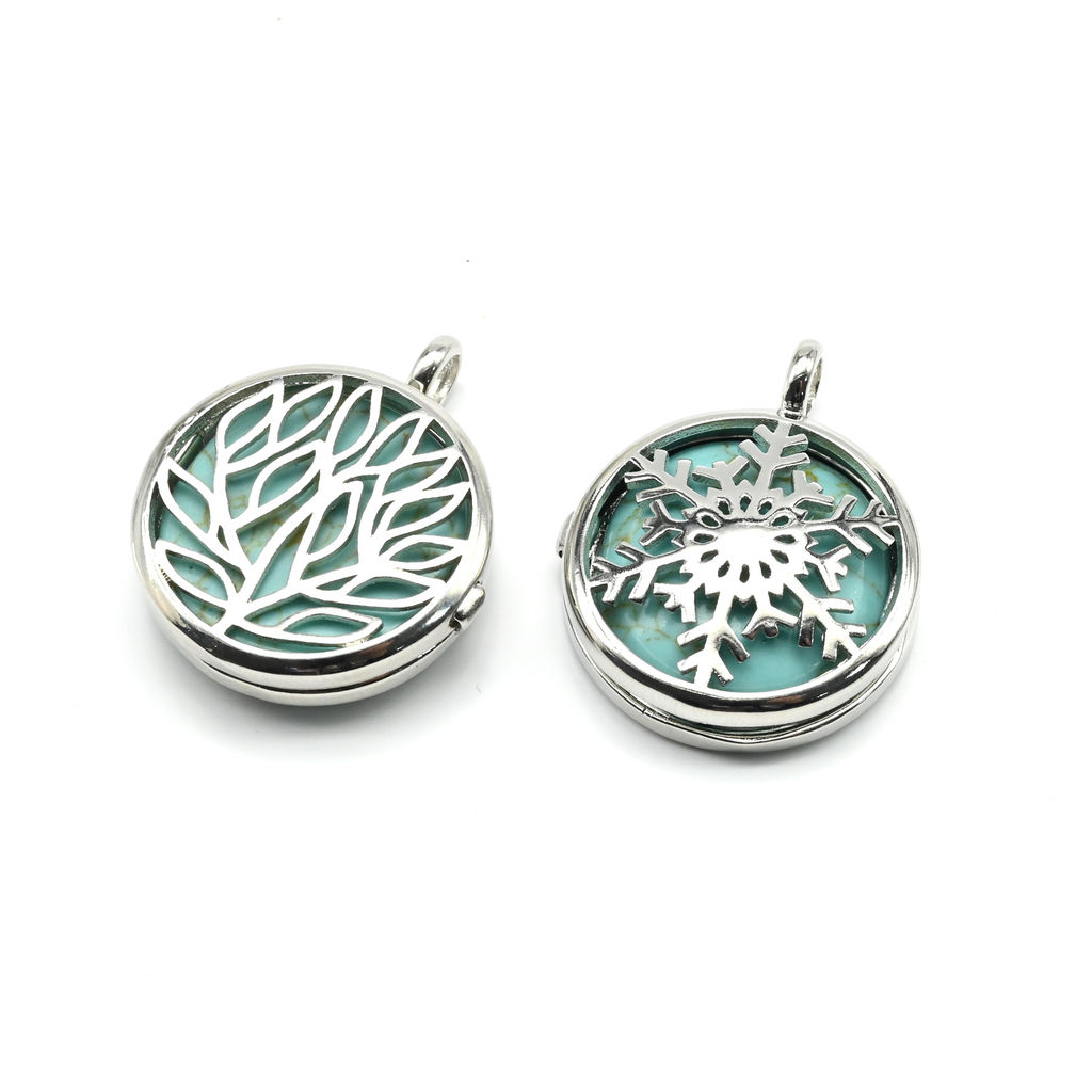 Кулон открывающийся Снежинка 25*25мм с бирюзой иранской