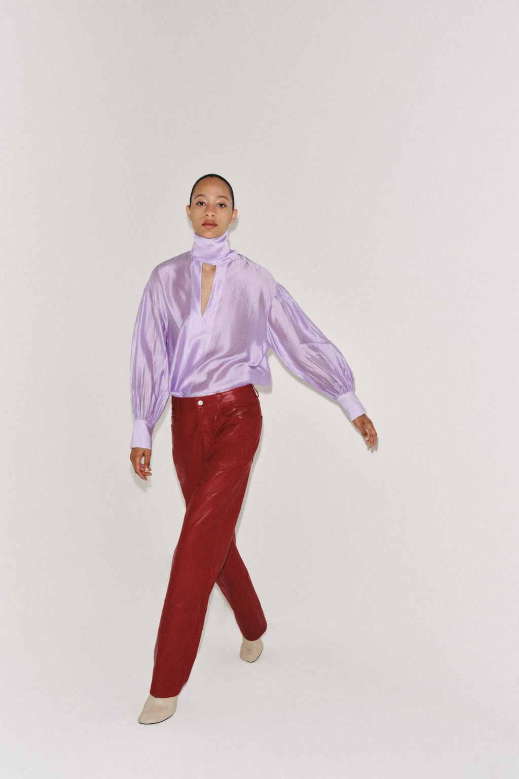CAMISA SATINADA LAZADAS ZW COLLECTION / Morado