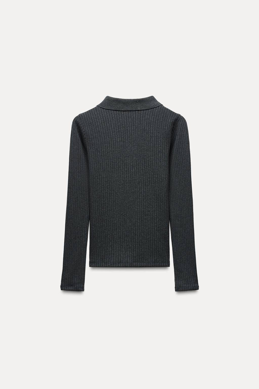 CABLE-KNIT POLO TOP - Zara фото 7