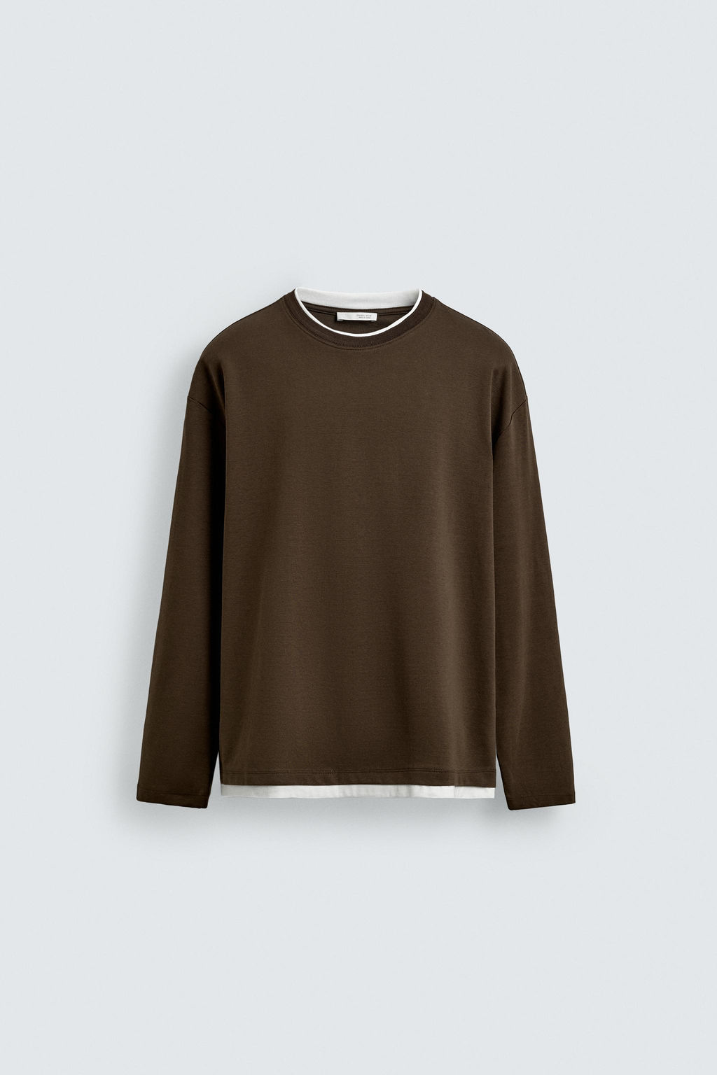 T-SHIRT WITH CONTRAST DOUBLE-LAYER HEMS - Zara фото 7