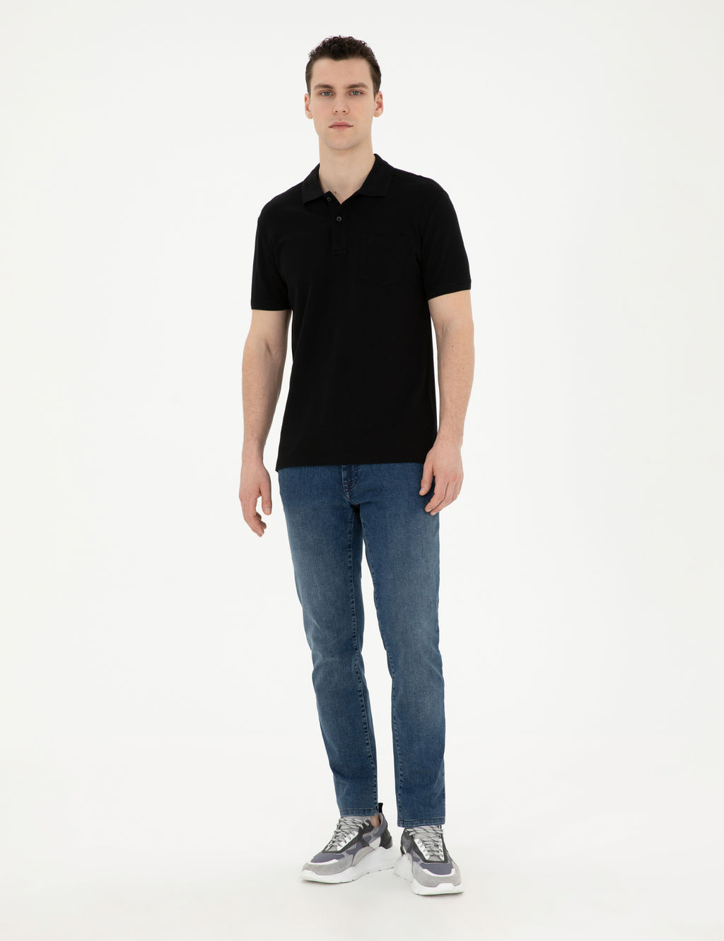 Siyah Regular Fit Basic Ti__rt