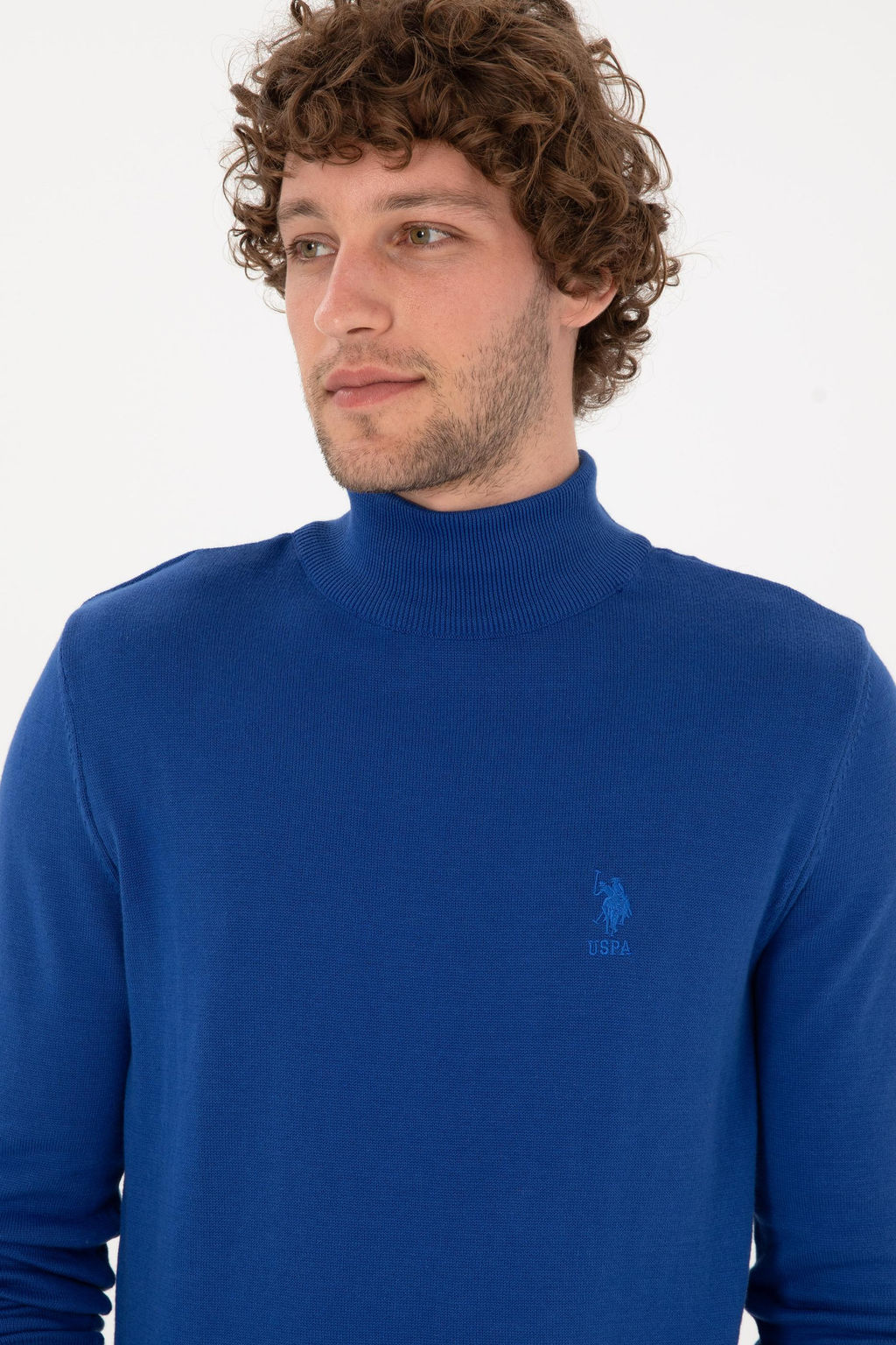 Erkek Slim Fit Yar_m Bal_k__ Yaka Saks Kazak - U.s. polo assn фото 2
