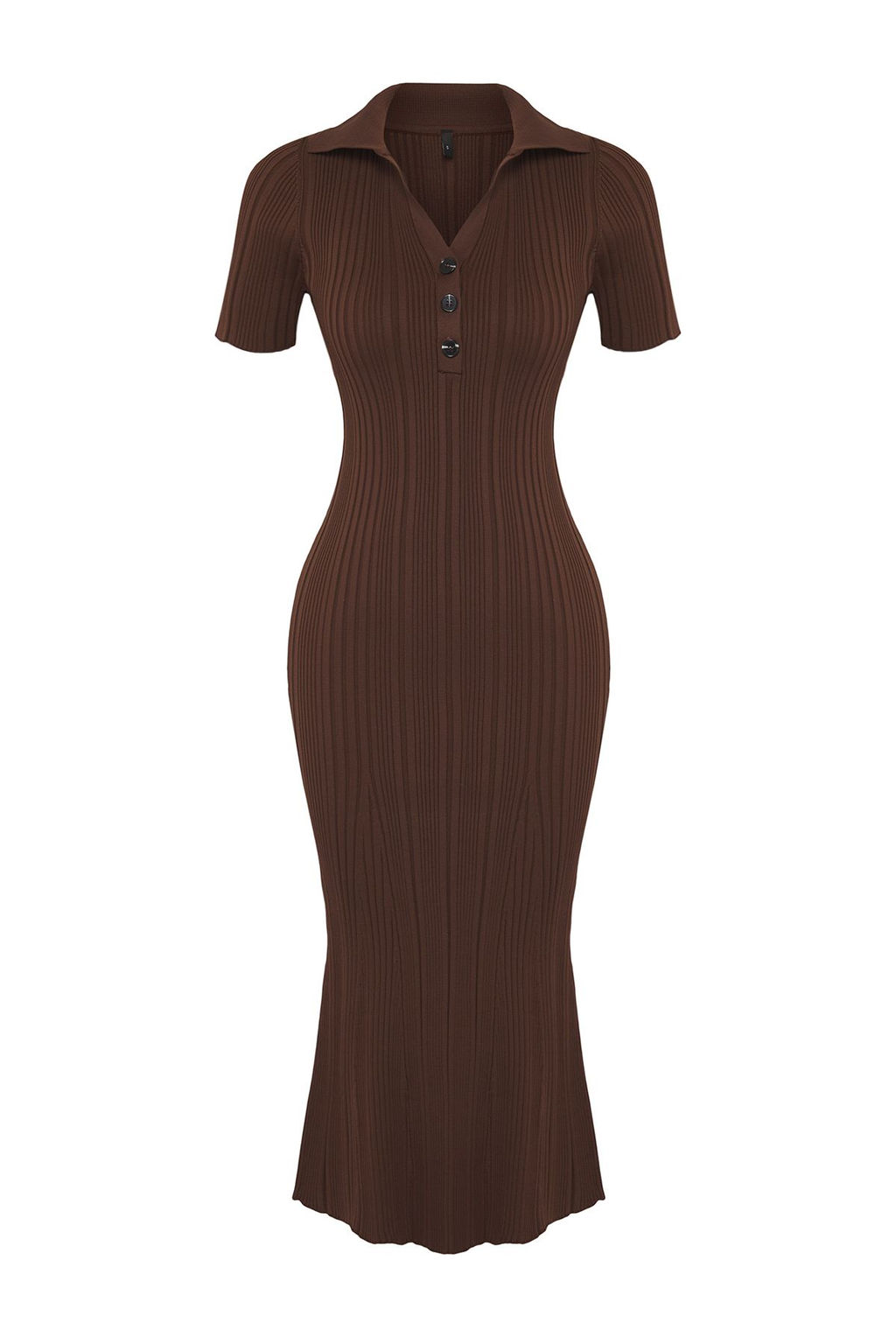 TRENDYOLMILLA Lacivert Maxi Triko Polo Yaka Elbise TWOSS24EL00282 фото 31