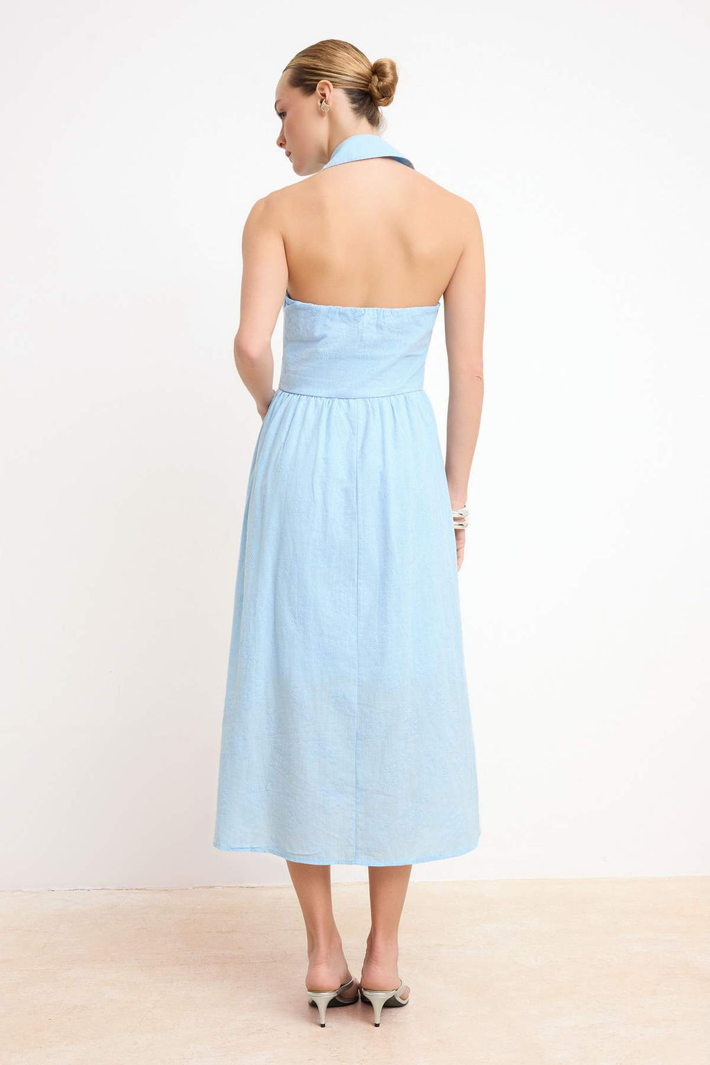 Ac?k Mavi Duz Maxi Dokuma Elbise TWOSS26EL00224