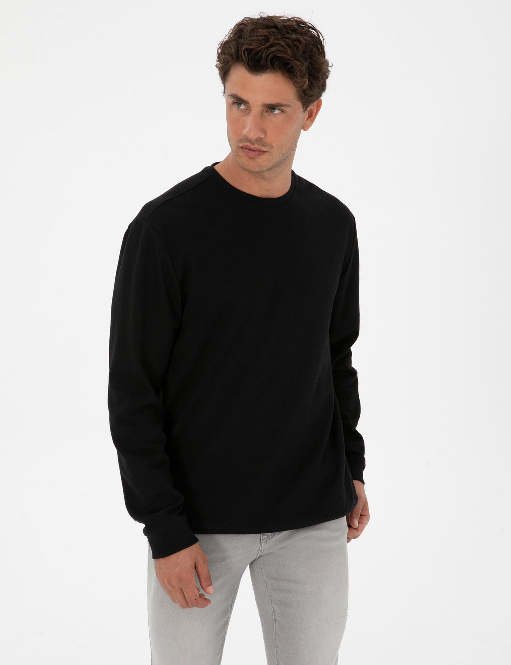 Siyah Regular Fit Sweatshirt - Pierre cardin фото 3