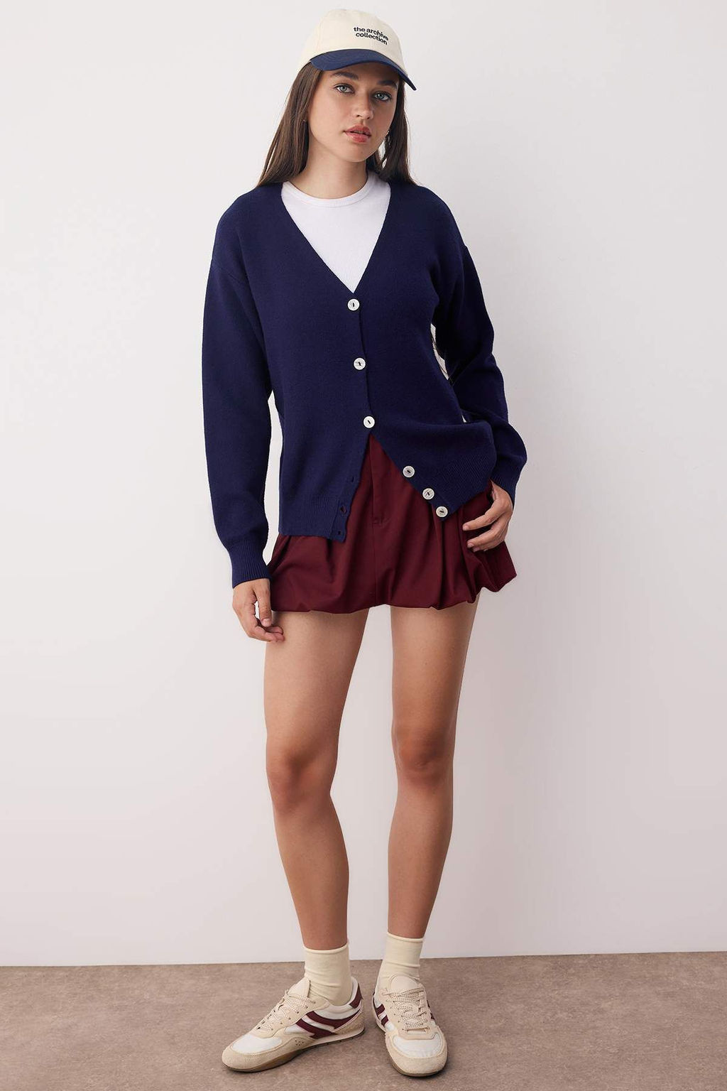 Wardrobe Essentials Lacivert Merserize Gorunumlu Premium IplikV Yaka Triko H?rka | TWOAW26HI00080