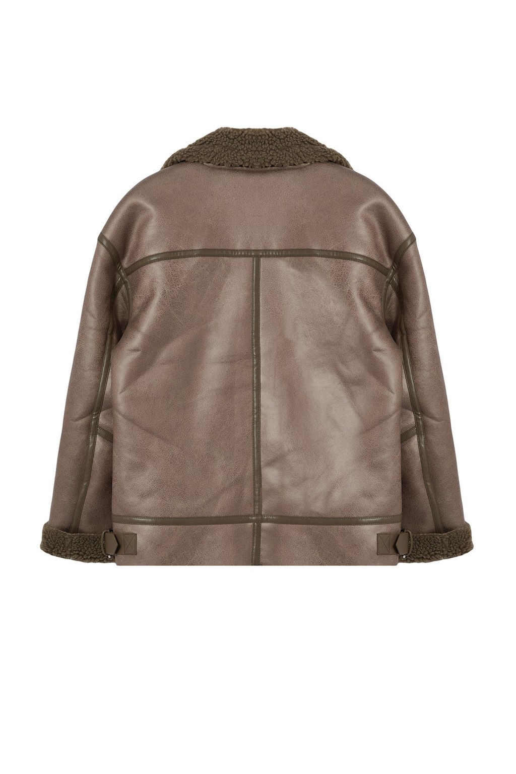 Vizon Regular Kal?p Yakas? Kemer Detayl? Peluslu Suet Biker Ceket Mont TWOAW25MO00011 - Trendyolmilla фото 7