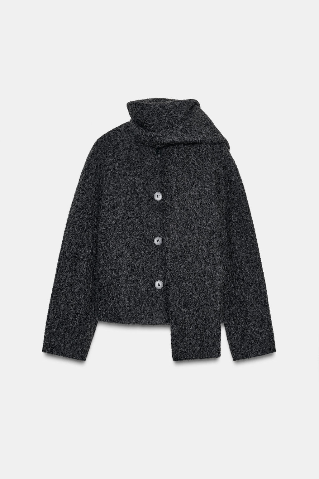 SHORT BOUCL_ COAT WITH SCARF - Zara фото 7